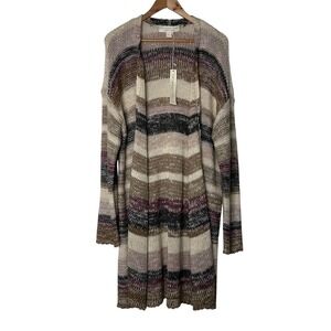 Saltwater‎ Luxe NWT Cardigan Sweater Size L Women's Long Striped Open Front